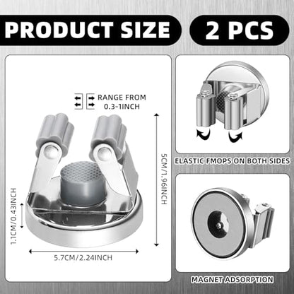 Vercraft 2 Pcs Magnetic Mop Broom Holder Movable Magnetic Broom Holder Rack, Anti Slip Wall Mounted Utility for Cleaning Tools, Garage, Kitchen, Laundry, Garden (Silver) - color: silver