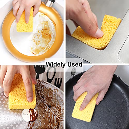 METUUTER 12-Count Cleaning Scrub Sponge- Compressed Cellulose Sponges Non-Scratch Natural Sponge for Kitchen Bathroom Cars, Funny Cut-Outs DIY - color: Yellow