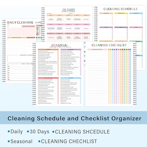 Cleaning Schedule for Adults - Checklist Organizer, Household Cleaning Checklist Notebook, 8.5" x 11", Daily Weekly Monthly Household Cleaning Notebook for Home, Family Cleaning Tasks, Home Improvement