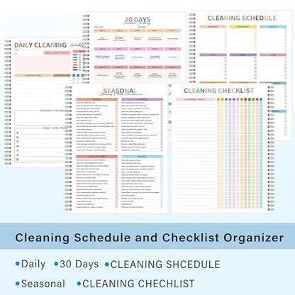 Cleaning Schedule for Adults - Checklist Organizer, Household Cleaning Checklist Notebook, 8.5" x 11", Daily Weekly Monthly Household Cleaning Notebook for Home, Family Cleaning Tasks, Home Improvement