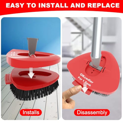 2 Pack Upgrade Scrub Brush Replace Heads Compatible with O Cedar EasyWring 1 Tank Spin Mop,Mop Replacement Scrubber Head Brush,Floor Cleaning Brush,More Layers of Bristles for Bathroom, Deck, Kitchen - color: Big 2 Pack