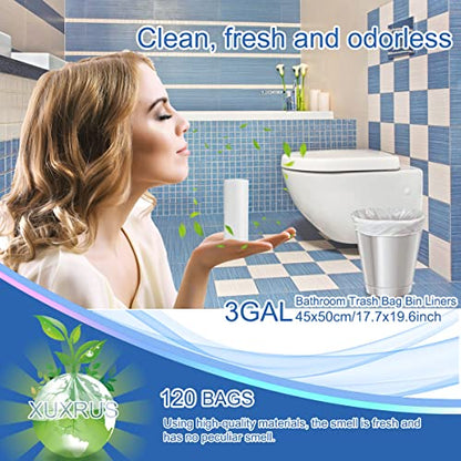 XUXRUS Bathroom Small Trash Bags 3 Gallon Garbage Bags for Home Office,120 Count,White,Fits 2-3 Gallon Bins - style: 10 Liter-White-120 Counts