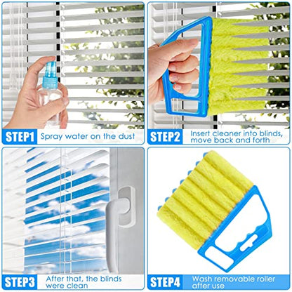 Geiserailie 2 Pcs Window Venetian Blind Cleaner Duster Tool Washable 7 Fingers Dusting Cleaner and Air Vent Shutter Brush Blinds Air Conditioner Fan Duster Dirt Housekeeping Tool (Blue Green) - color: Blue Green