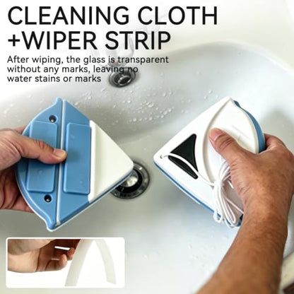 Magnetic Window Cleaner, P3‑8mm Double Sided Triangle Shape Glass Wiper Washing Brush Tool Glass Cleaner Window Cleaning Squeegee Kit for Outdoor (1)