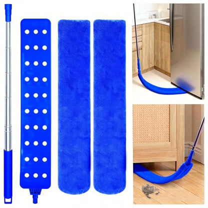 Retractable Gap Dust Cleaner Under Appliance Cleaning Tool, GMLRKY Flat Duster for Under Refrigerator Fridge Stove Couch Bed, Skinny Thin Duster for Tight Spaces (Blue) - color: Blue