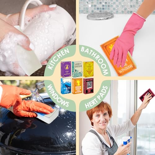 6 Pieces Book Kitchen Sponges Novels Sponges Fun Non-Scratch Scrub for Washing Dishes Pots Pans and Household Cleaning Supplies for Kitchen Dishes Furniture Gifts(Book,6 Pcs) - color: Book