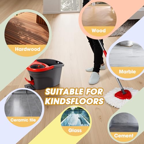 6 Pack Spin Mop Head Replacements,100% Microfiber Spin Mop Refill Compatible with OCeda Easywring 1-Tank System,360 Degree Spinning Mop Replace Head for Easy Cleaning Floor Mopping - size: 6pcs
