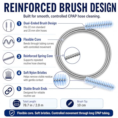 CPAP Cleaning Kit with 40 x 50 cm Thick Silicone Drying Mat, Collapsible Wash Basin, 78.7 in Hose Brush for 22 mm & 15 mm Tubing, Detail Brush, Hook & Mesh Bag for CPAP/BiPAP Hose & Mask Care - color: Pro