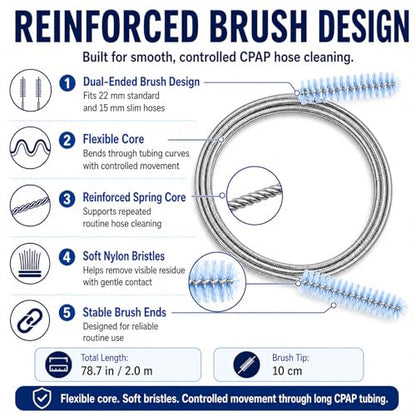 CPAP Cleaning Kit with 40 x 50 cm Thick Silicone Drying Mat, Collapsible Wash Basin, 78.7 in Hose Brush for 22 mm & 15 mm Tubing, Detail Brush, Hook & Mesh Bag for CPAP/BiPAP Hose & Mask Care - color: Pro