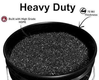 MKS Plastics 5-Gallon Bucket Only – No Lid Included, Made in USA, Food Grade BPA Free Plastic, Heavy Duty Multi-Use, Metal Handle with Grip, Stackable Storage – Black, 6 Pack - color: Black, size: 6