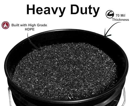 MKS Plastics 5-Gallon Bucket Only – No Lid Included, Made in USA, Food Grade BPA Free Plastic, Heavy Duty Multi-Use, Metal Handle with Grip, Stackable Storage – Black, 3 Pack - color: Black, size: 3