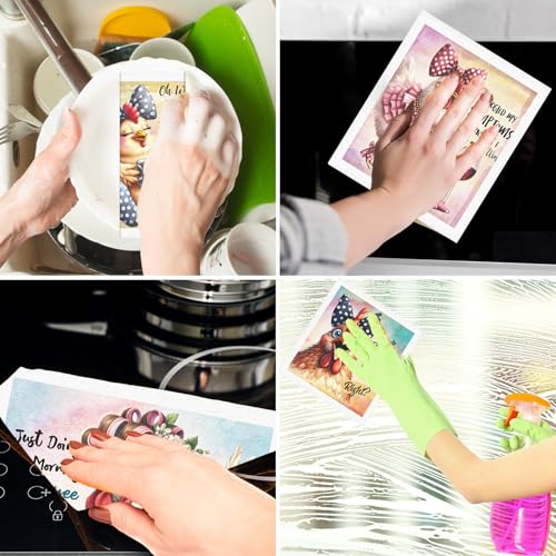 Funny Chicken Swedish Dishcloths for Kitchen, 6PCS Cellulose Sponge Reusable Paper Towels Washable, Cute Absorbent Fast Drying Swedish Dish Cloth for Home Cleaning - style: Funny Chicken