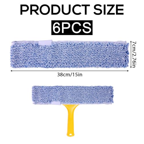 Penitue 6pcs Microfiber Window Cleaning Refill Replacement, 14" Washable & Reusable Window Squeegee Scrubber Cloth Sleeve Accessory for MR.SIGA Professional Windows Cleaning Tools Home Office