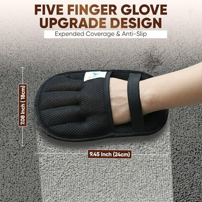 Upgraded Pet Hair Removal Glove – Electrostatic Five‑Finger Design – Effortlessly Removes Dog & Cat Hair from Couch, Carpet, Car Seats, Bedding & Laundry – Reusable & Washable