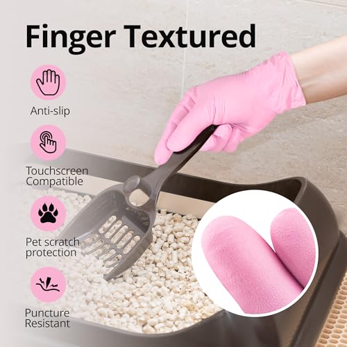 SwiftGrip Pink Nitrile Gloves, 3-mil, Industrial Gloves Disposable Latex Free, for Cleaning & Esthetician, Rubber Powder-Free, 100-ct Box (Small) - size: Small