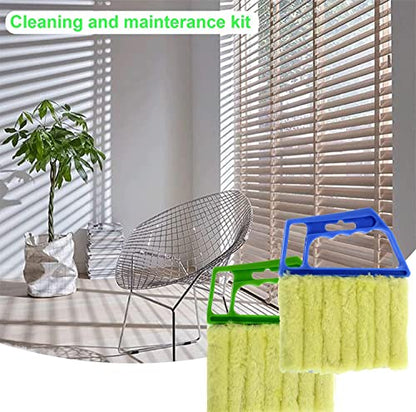2 Pcs Washable Window Blind Cleaner - Hand-Held Mini Duster Brush for Wood Blinds, Venetian Shades & Air Conditioner Duster - color: Blue、green