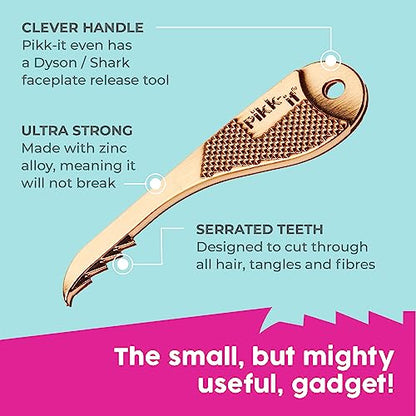 Pikk-it Vacuum Hair Brush Cleaner Tool – Removes Tangled Hair from Vacuums & Hairbrushes | Pet & Human Hair Removal Comb Rake | Improves Vacuum Cleaning Power (Single/Twin Pack) (1)