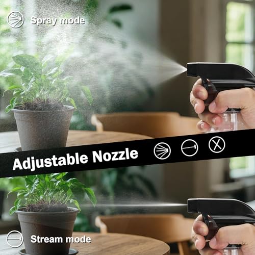 Spray Bottles Plastic Spray Bottle for Hair Mist/Stream Heavy Duty Empty Spray Bottles for Cleaning Solutions, Plants, Cooking (16.9oz-BlackClear) - color: 16.9oz-BlackClear