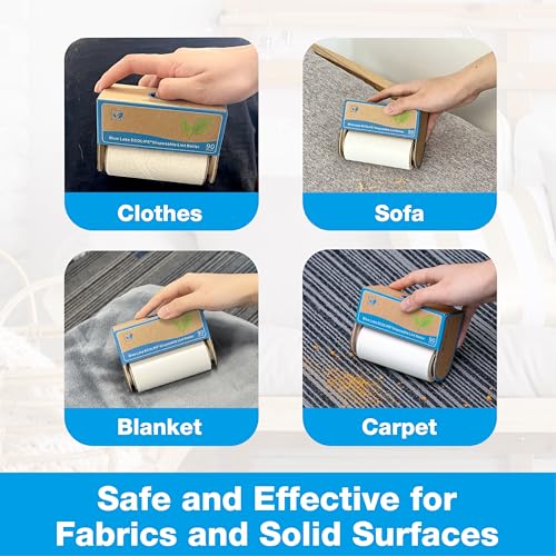 Blue Lake ECOLIFE Plastic-Free Lint Roller – 4-Pack (360 Sheets) | Extra Sticky & Eco-Lint Remover| Ideal for Clothes, Furniture & Carpet(4 Pack-360 Sheets)