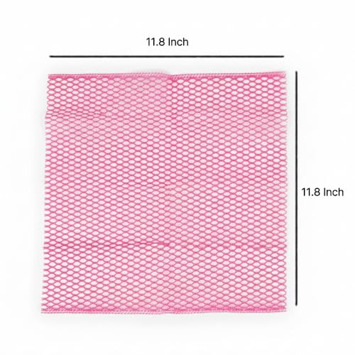 Mesh Dish Scrubber [4-Pack], Innovative Net Dish Cloths for Kitchen Cleaning, Non-Scratch & Fast Drying Scrubber for Pots, Pans, and Dishes (2 Yellow & 2 Pink)