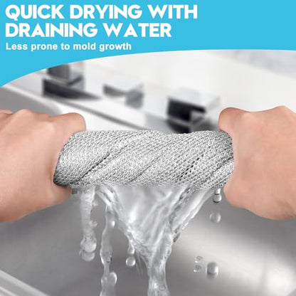 10 Pcs New Upgraded 3 Layers Non Scratch Wire Dishcloth, Multipurpose Wire Steel Wool Scrubber, Wet & Dry for Cookware, Sinks, Dishes, Stoves & Fireplaces 9.87“ x 9.87” - size: 9.87x9.87-10pcs