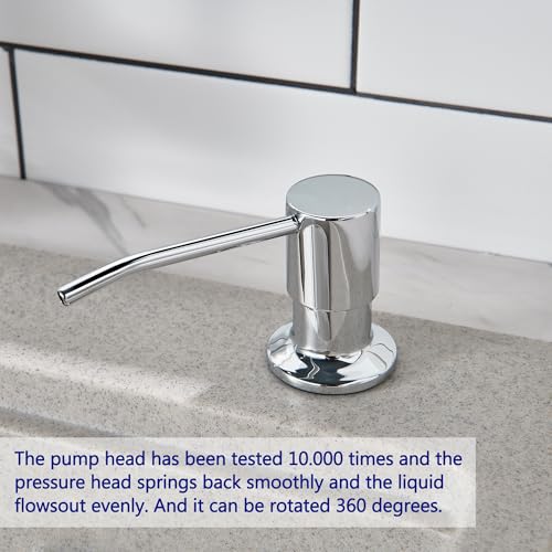 Soap Dispenser for Kitchen Sink Chrome, Sink Soap Dispenser Stainless Steel Refill from The Top Built in Sink Soap Dispenser with 17 OZ Soap Bottle - color: Chrome