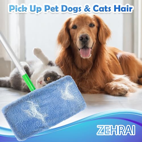 6 Pack Reusable Microfiber Mop Pads Compatible with Swiffer Sweeper Mop, Dry Sweeping Cloths & Wet Mopping Cloths, Washable Wet Pads Refill for Hardwood Surface Floor Cleaning - color: Sky Blue 6 Pack