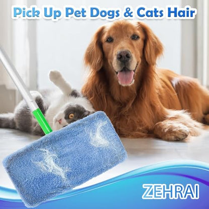 6 Pack Reusable Microfiber Mop Pads Compatible with Swiffer Sweeper Mop, Dry Sweeping Cloths & Wet Mopping Cloths, Washable Wet Pads Refill for Hardwood Surface Floor Cleaning - color: Sky Blue 6 Pack