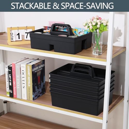 6-Pack 3 Compartment Plastic Cleaning Supplies Caddy with Handle | Cleaning Tool Organizer Storage Tote