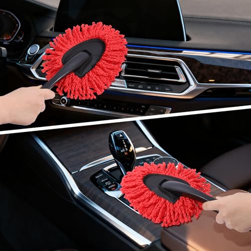 IPELY 3 Pack Large Red Microfiber Car Duster Exterior Scratch Free with Extendable, Car Duster Interior Multipurpose dust Cleaning