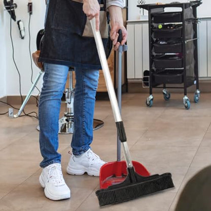 ForPro Extendable Salon Broom, Non-Scratch Rubber Bristles, Aluminum Handle Adjustable to 51.5”, Ideal for Pet Hair, Lint, Dust, Dirt, Black