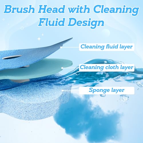 Disposable Toilet Cleaning Brush - Toilet Bowl Cleaner Wand and Holder Set with 60 Refills, Wall Mounted Clean Stick Brush Heads Kit with Handle for Bathroom Bathtub Cleaning System - style: 1 Cleaner Wand and 1 Holder with 60 Refills