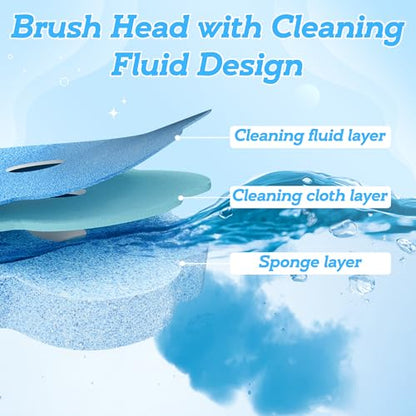 Disposable Toilet Cleaning Brush - Toilet Bowl Cleaner Wand and Holder Set with 60 Refills, Wall Mounted Clean Stick Brush Heads Kit with Handle for Bathroom Bathtub Cleaning System - style: 1 Cleaner Wand and 1 Holder with 60 Refills