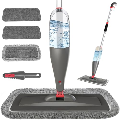 CLDREAM Spray Mop for Floor Cleaning with 3pcs Washable Pads | Wet Dry Use Microfiber Mop | 27 oz Refillable Bottle for Kitchen Hardwood Floor Wood Laminate Ceramic Tiles Dust Cleaning