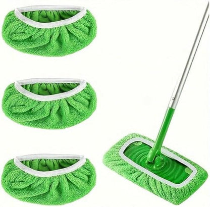Microfiber Mop Pads - 3 Pack Reusable Washable Refills for Wet & Dry Floor Cleaning - Fits Most Standard Mops - Green Household Cleaning Pads - color: Green