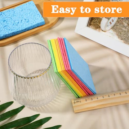 15Pcs Cellulose Sponges Kitchen Reusable Compressed Sponges Kitchen Sponge for Cleaning (5 Colors)