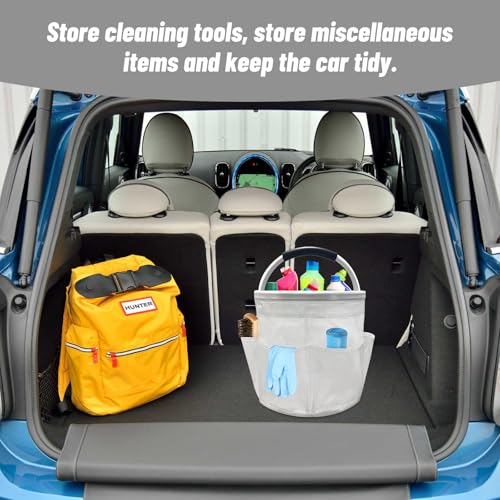 Qivine 17L Cleaning Caddy with Handle, Cleaning Supply Caddy, Foldable Tool Bag Cleaning Products Organizer, Portable Cleaning Bucket Caddy for Cleaning Supplies (Clear) - color: Clear