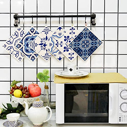 Swedish Dish Clothes Pack of 6, Reusable, Absorbent Hand Towels for Kitchen, Bathroom and Cleaning Counters - Blue Cellulose Sponge Cloth - color: Blue