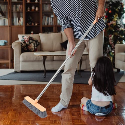 Beaupretty Household Cleaning Brush with Long Handle for Bathroom and Floor Sturdy Hard Bristles for Stubborn Stain Removal Lightweight Steel Rod with Padded Grip Practical Corner and Tile