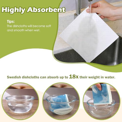 6 Packs Swedish Paper Cloths for Kitchen, Reusable Paper Towels Washable Dish Rags, Highly Absorbent Kitchen Towels Quick Drying Swedish Sponge Cleaning Dish Cloths(Deep Blue Sea Creatures) - color: Deep Blue Sea Creatures