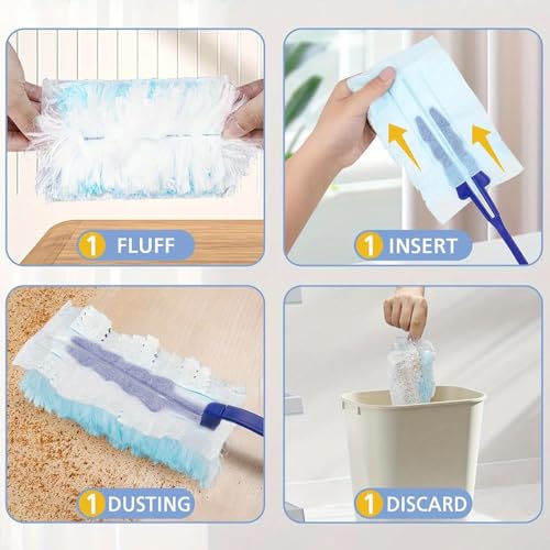 10PCS Duster Refill,Heavy Duty Static Dust Removal Brush Disposable Dusters for Cleaning Furniture Blinds,Cleaning Brush Tools,Blue - color: Blue