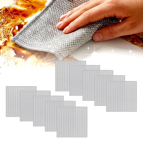 Multipurpose Wire Dishwashing Rags for Wet and Dry, 2026 New Multifunctional Non Scratch Metal Wire Dishcloth, Reusable Premium Metal Scrubbing Pads Sponge Clean for Home Kitchen Cooktop (20PCS) - color: 20pcs