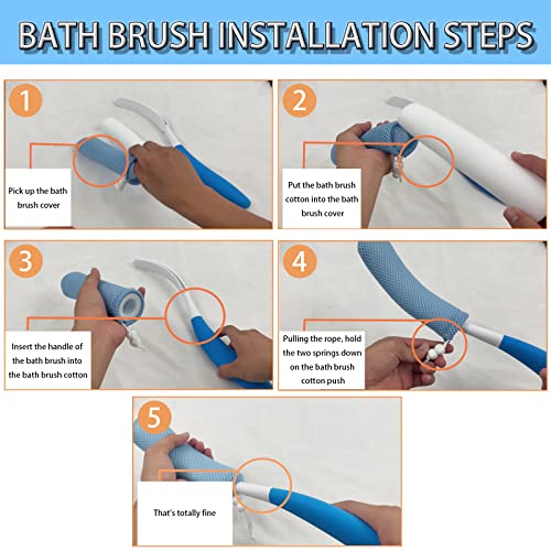 KkaFFeKkaFFe Shower Back Brush With Long Handle, 15.35" Body Brush, Back Scrubber for Men Women, Handled Sponge Body Exfoliator, Loofah Scrubber for Aid Bathing - size: Blue+Green Handle