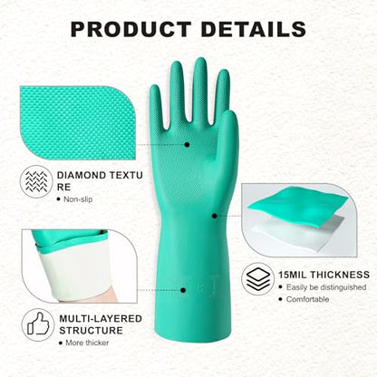 North Tower Long Dishwashing Gloves Length Rubber Reusable Resistant Platos Nitrile,Dishwashing Gloves - size: Small