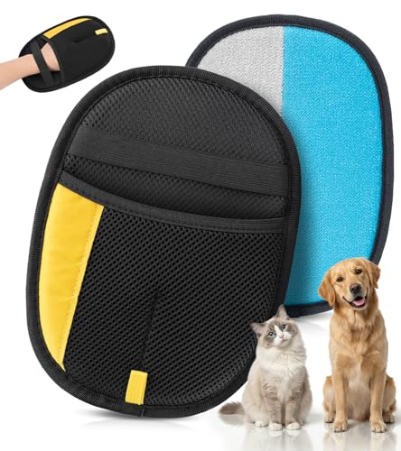 Pet Hair Removal Glove for Dogs & Cats - Upgraded Reusable Electrostatic Pet Hair Glove, Pet Hair Remover Tool for Laundry, Couch, Carpet & Car Seat, Gentle Grooming Mitt - color: 1PCS-BlackBlue