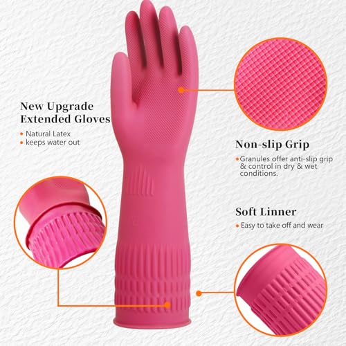Rubber Gloves for Cleaning – 3 Pairs Reusable Gloves for Dishwashing, Kitchen and Household Tasks, 15-Inch Long (Regular Style, XL(Fits Large Hands)) - size: XL(Fits Large Hands), style: Regular Style