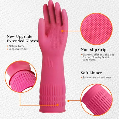 Rubber Gloves for Cleaning – 3 Pairs Reusable Gloves for Dishwashing, Kitchen and Household Tasks, 15-Inch Long (Regular Style, Large (Fits Medium Hands)) - size: Large (Fits Medium Hands), style: Regular Style
