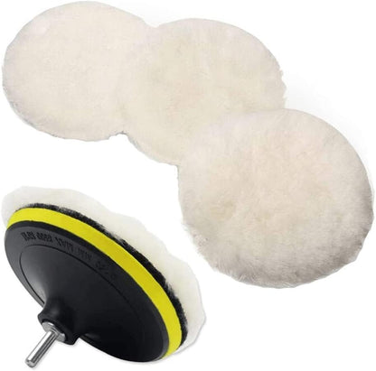 IPELY 6 Pcs 5 Inch Wool Polishing Buffing Pad Polishing Buffing Wheel for Drill Buffer Attachment with M14 Drill Adapter - size: 6 Pcs 5 Inch