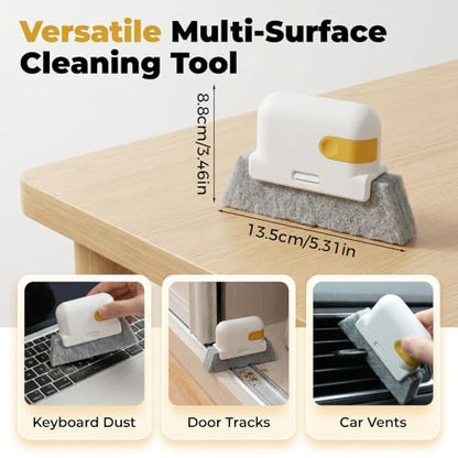 2026 New Magic Window Track Cleaner Set – Handheld Multipurpose Cleaning Brush Windows Screen Brush for Window Grooves, Tile Grout Lines, Shutter Slats, Car AC Vents & Narrow Gaps (Grey Set) - color: Grey Set