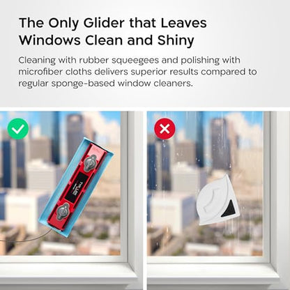 Tyroler Outside Magnetic Window Cleaner Tool | The Glider S-1 AFC Double-Sided Window Cleaner Tool Fits Windows 0.1"-0.4" Thick | Magnet Window Cleaner | Magnetic Glass Cleaner | Limpiador magnetico